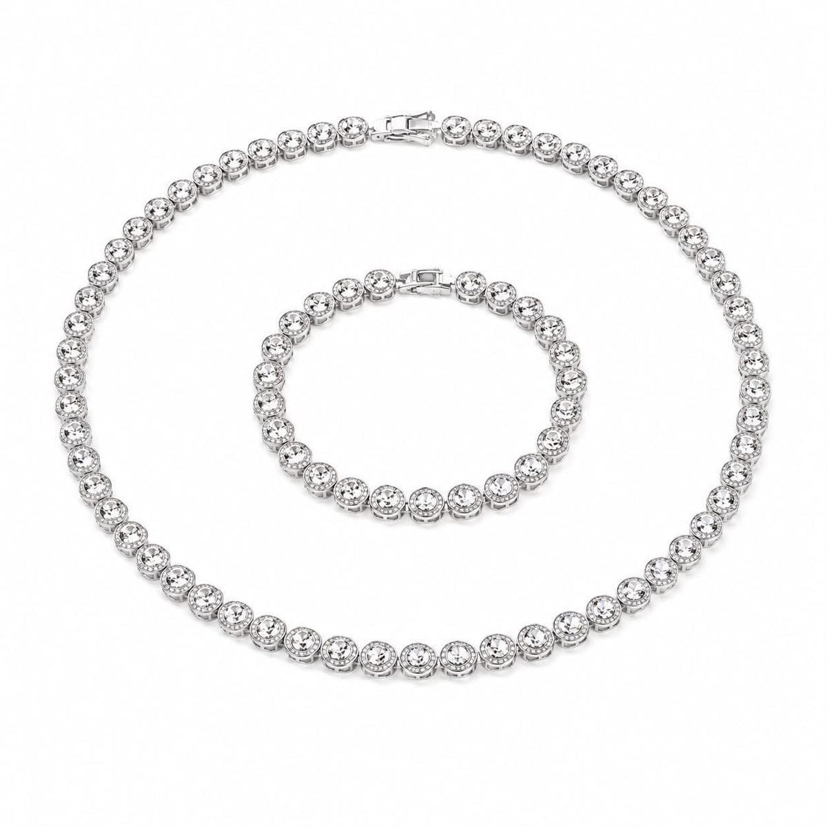 White Gold-Plated Brass – 2-Piece Jewelry Set with Gift Box