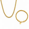 Gold-Plated Rope Chain Necklace & Bracelet Set