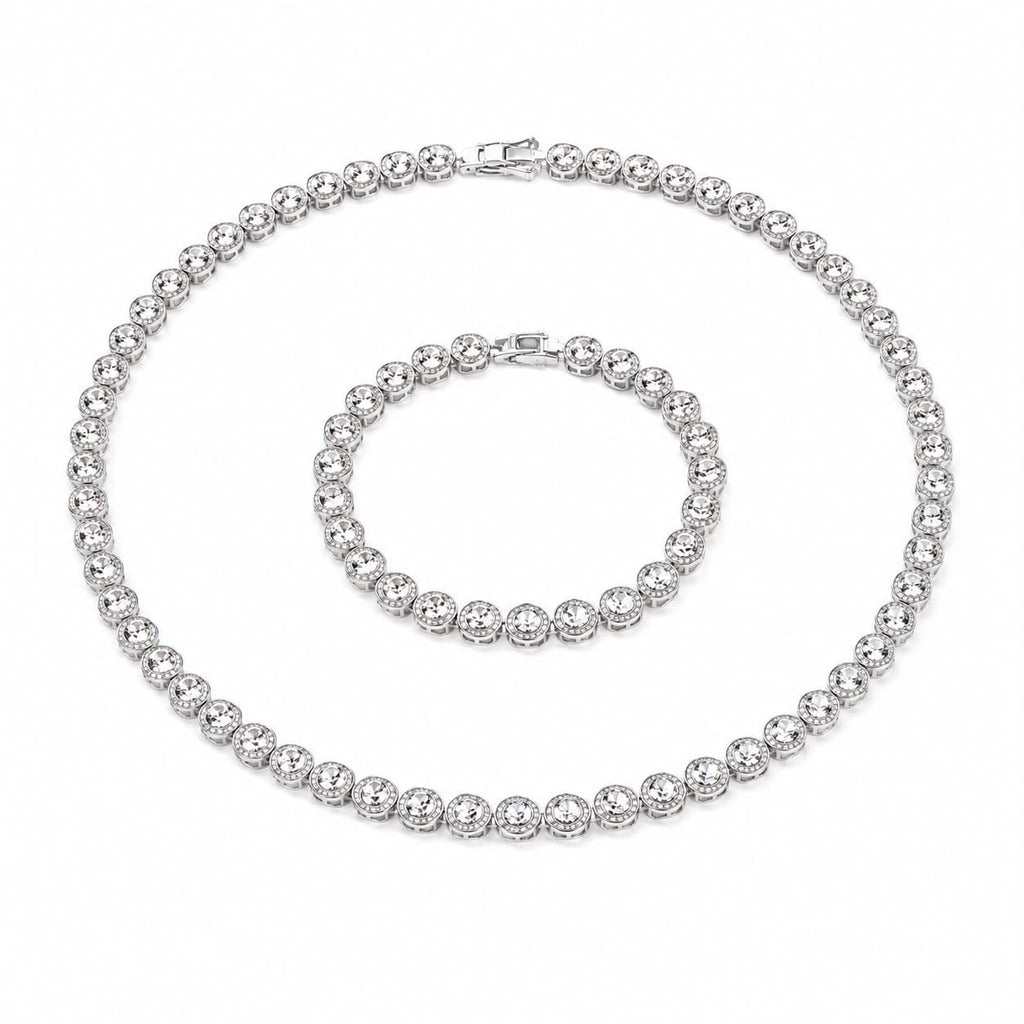 White Gold-Plated Brass – 2-Piece Jewelry Set with Gift Box