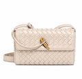 Woven Leather Crossbody Bag with Gold-Tone Knot Closure