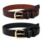 Women's Leather Belt, Black and Brown, 2 Pack