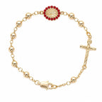 Gold-Plated Rosary Bracelet with Virgin Mary Medal and Crucifix