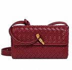 Woven Leather Crossbody Bag with Gold-Tone Knot Closure