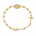 Gold-Plated Rosary Bracelet with Virgin Mary Medal and Crucifix