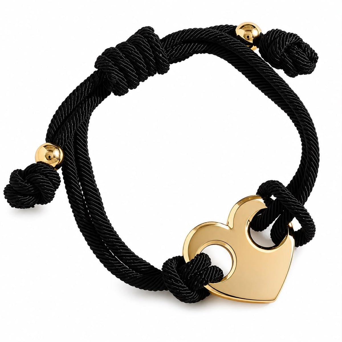 MAJ Accessories Heart Charm Bracelet, String Cord, Gold-Tone