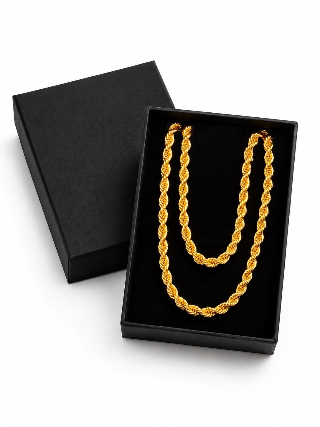 Gold-Plated Rope Chain Necklace & Bracelet Set