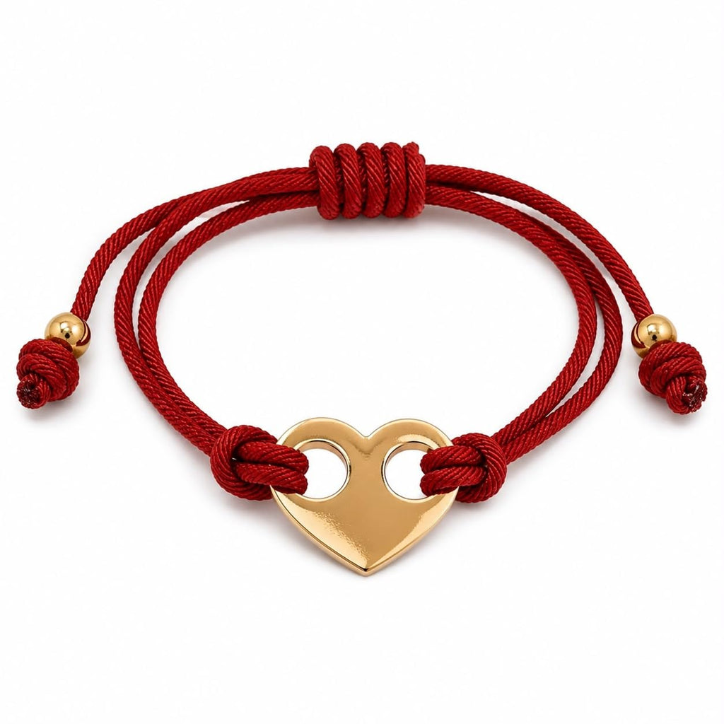 MAJ Accessories Heart Charm Bracelet, String Cord, Gold-Tone