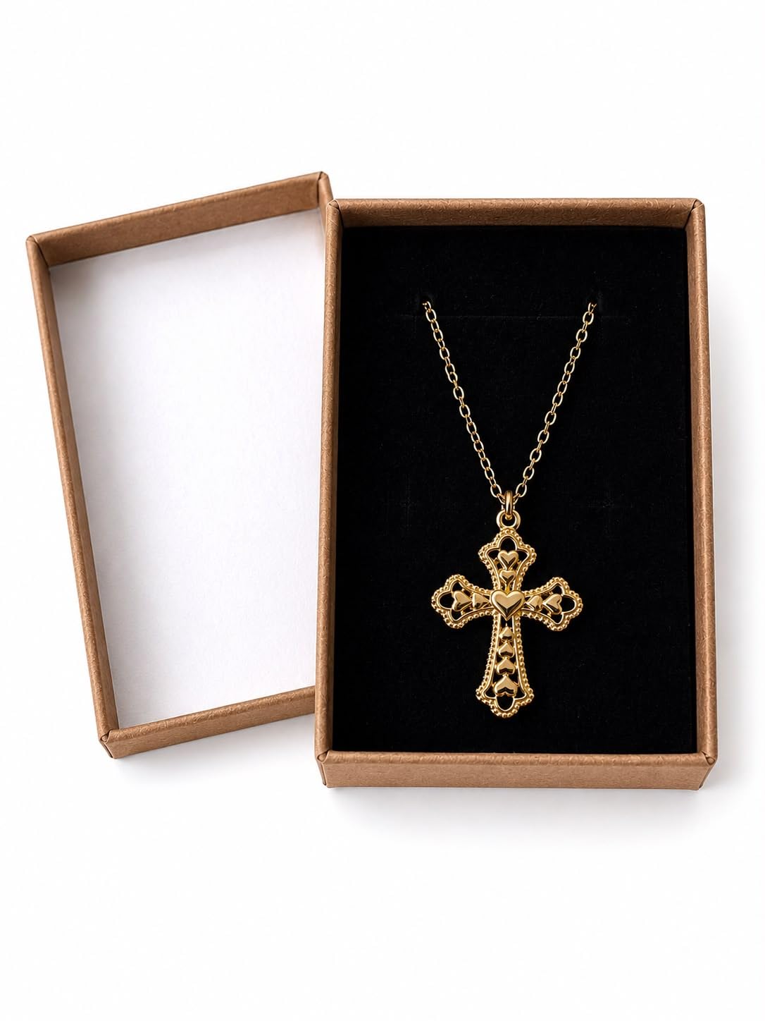 Delicate Gold-Plated Cross Necklace with Jewelry Gift Box