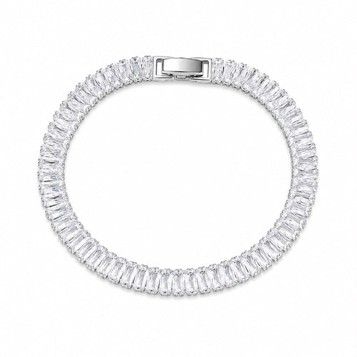 925 Sterling Silver Tennis Bracelet with Clear Rectangular Stones