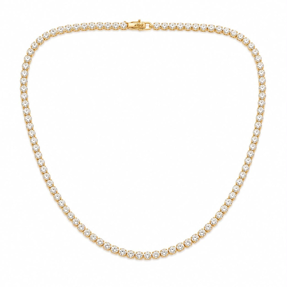 Gold-Plated Tennis Necklace with Cubic Zirconia Stones