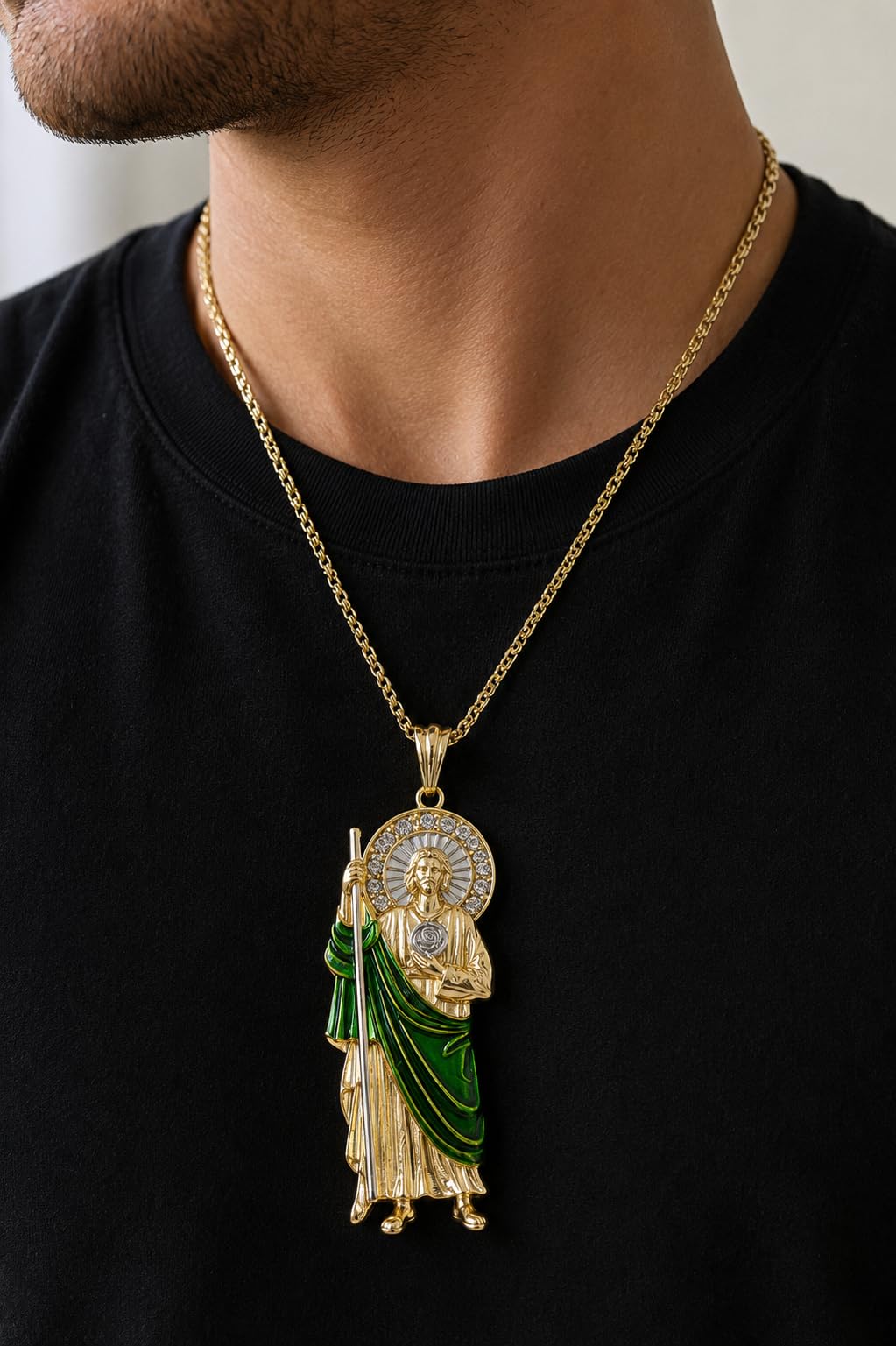 Saint Jude Religious Pendant 18K Gold-Plated 8 x 3 cm