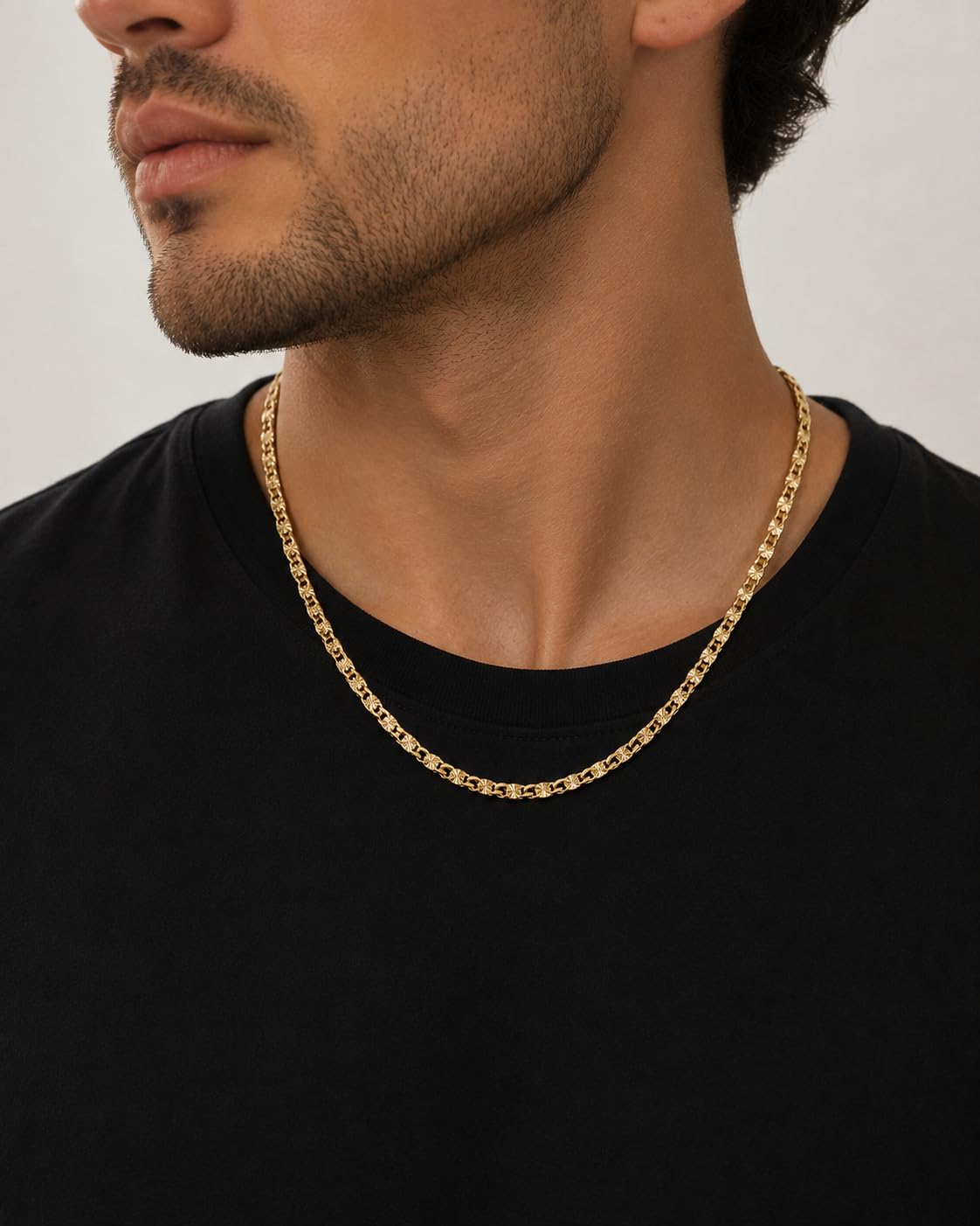 18-Inch Gold-Plate Stainless Steel Chain Necklace for Men & Women, Elegant Everyday Jewelry