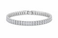 925 Sterling Silver Tennis Bracelet with Clear Rectangular Stones