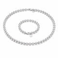925 Silver Beaded Necklace and Bracelet Jewelry Set for Women