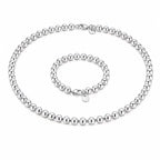 925 Silver Beaded Necklace and Bracelet Jewelry Set for Women