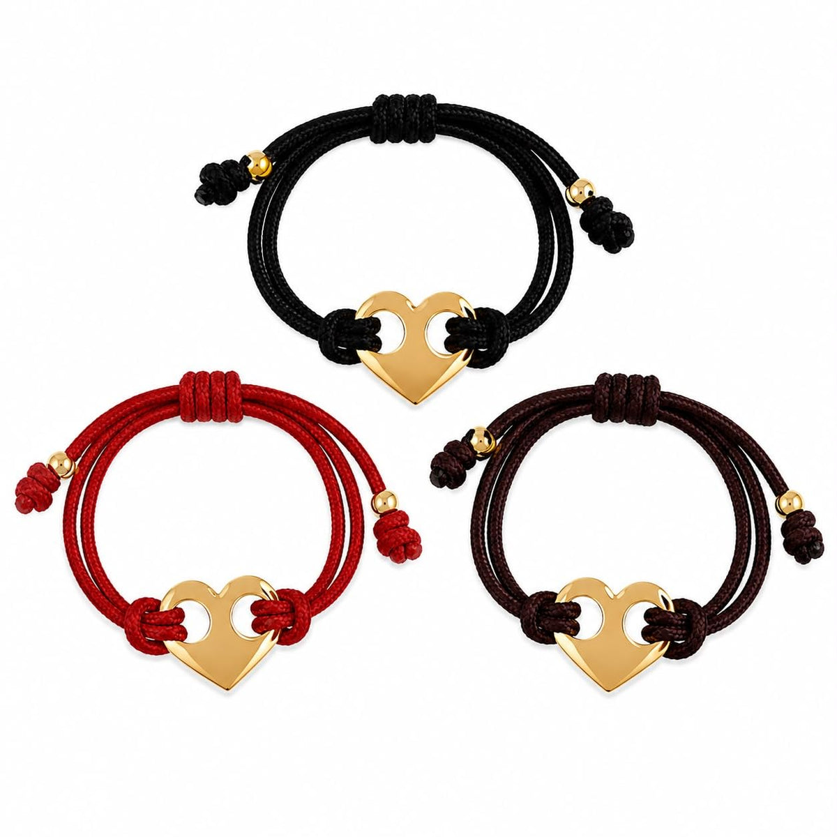 MAJ Accessories Heart Charm Bracelet, String Cord, Gold-Tone