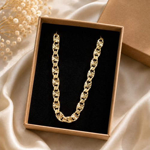 18-Inch Gold-Plate Stainless Steel Chain Necklace for Men & Women, Elegant Everyday Jewelry