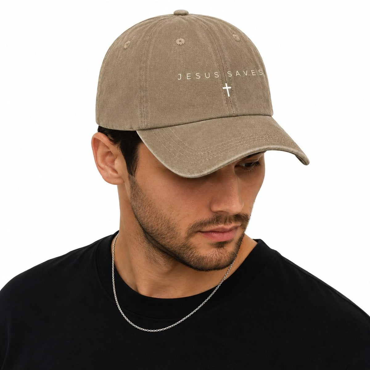 Jesus Saves Christian Baseball Cap Vintage Washed Dad Hat