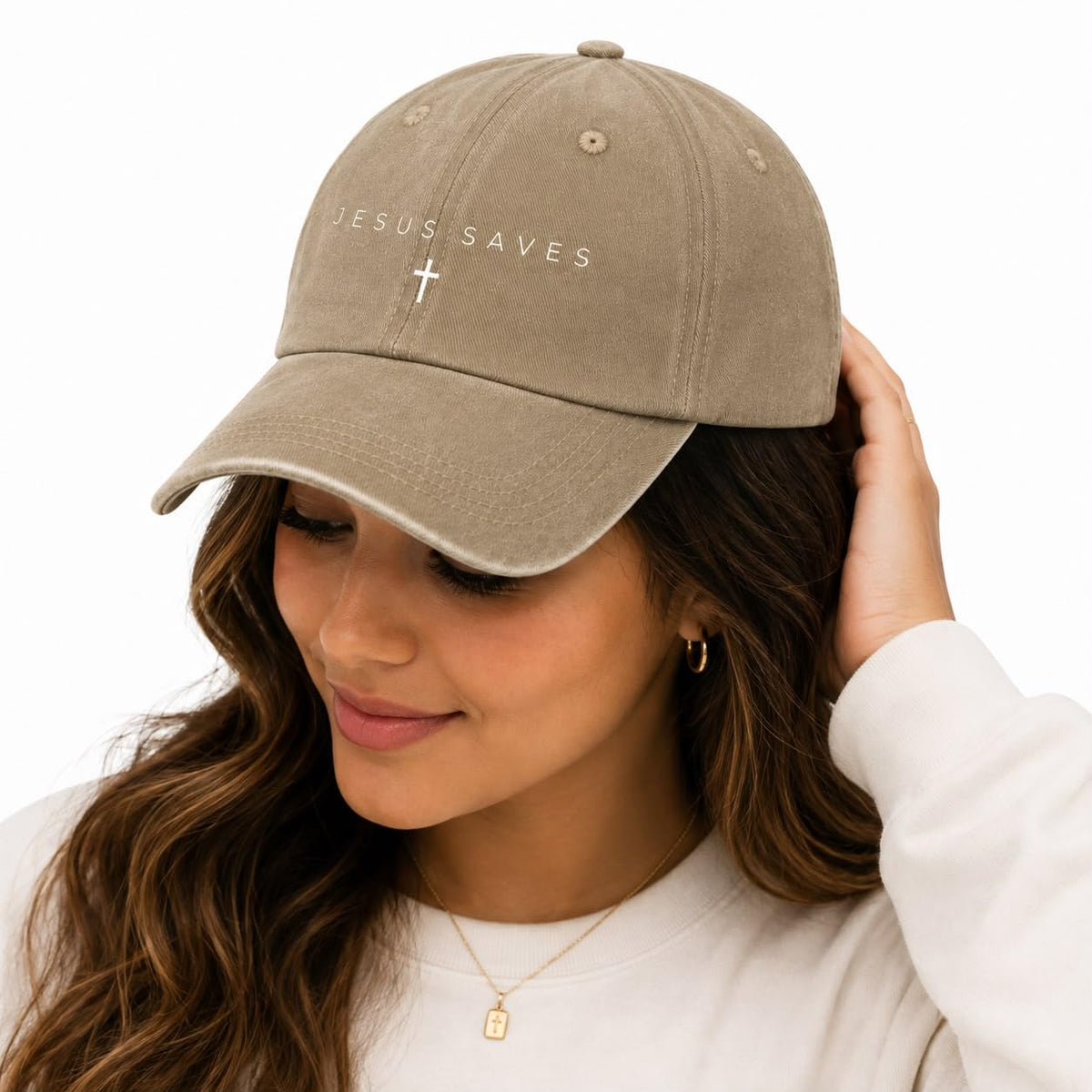 Jesus Saves Christian Baseball Cap Vintage Washed Dad Hat